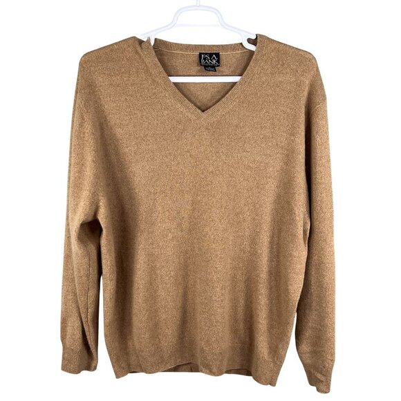 Jos. A. Bank Mens XL Tan Pullover V-Neck 100% Cashmere SOFT Sweater Quiet Luxury - Picture 5 of 14
